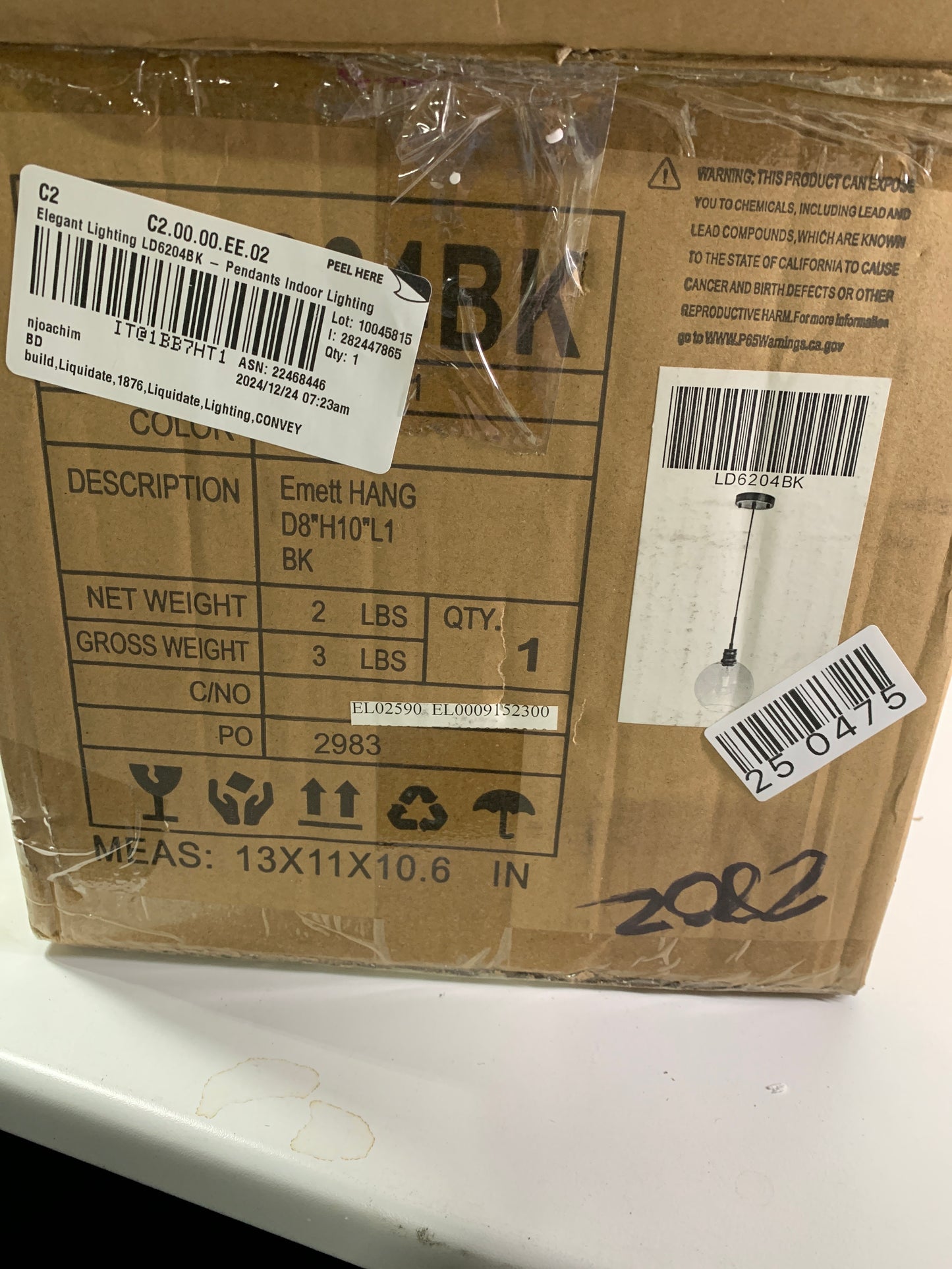 Elegant Lighting Emett 8 Inch Mini Pendant Emett - LD6204BK - Nautical