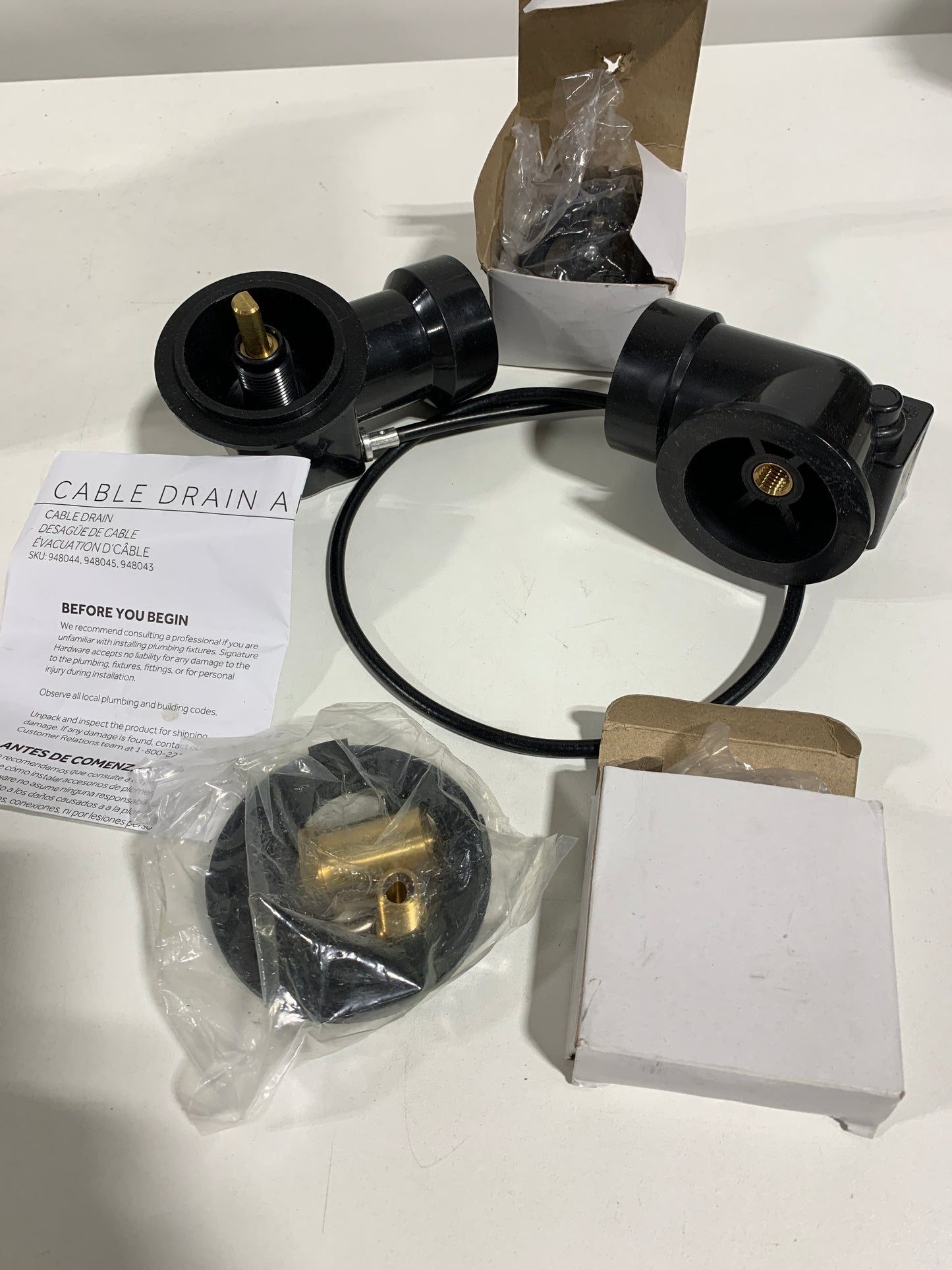 Signature Hardware 948044 ABS Cable Drain and Overflow for 17" - 22" Deep Alcove Tubs Matte Black