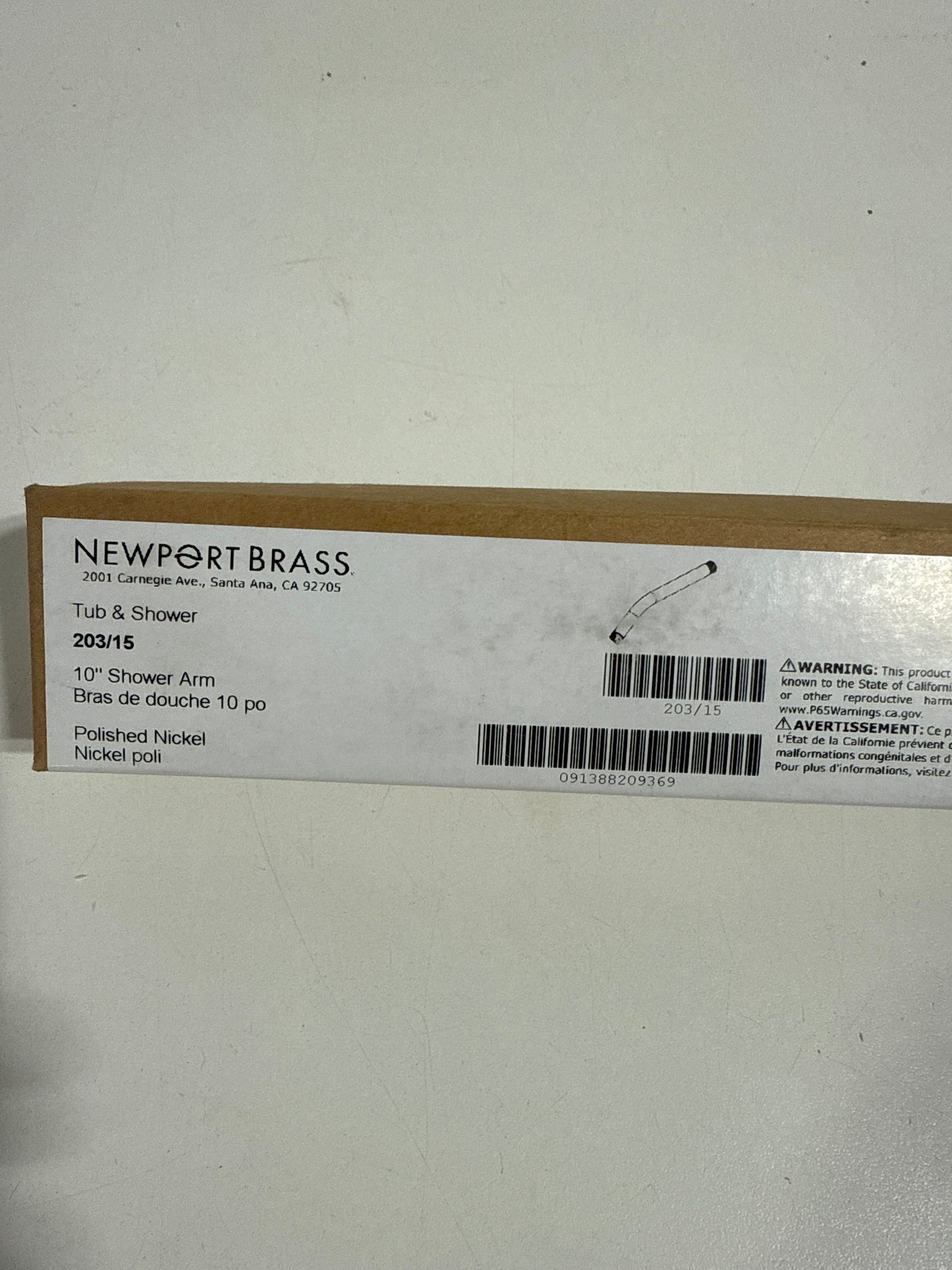 Newport Brass 203 Tub and Shower 9" Wall Mounted Shower Arm Polished Nickel Bath