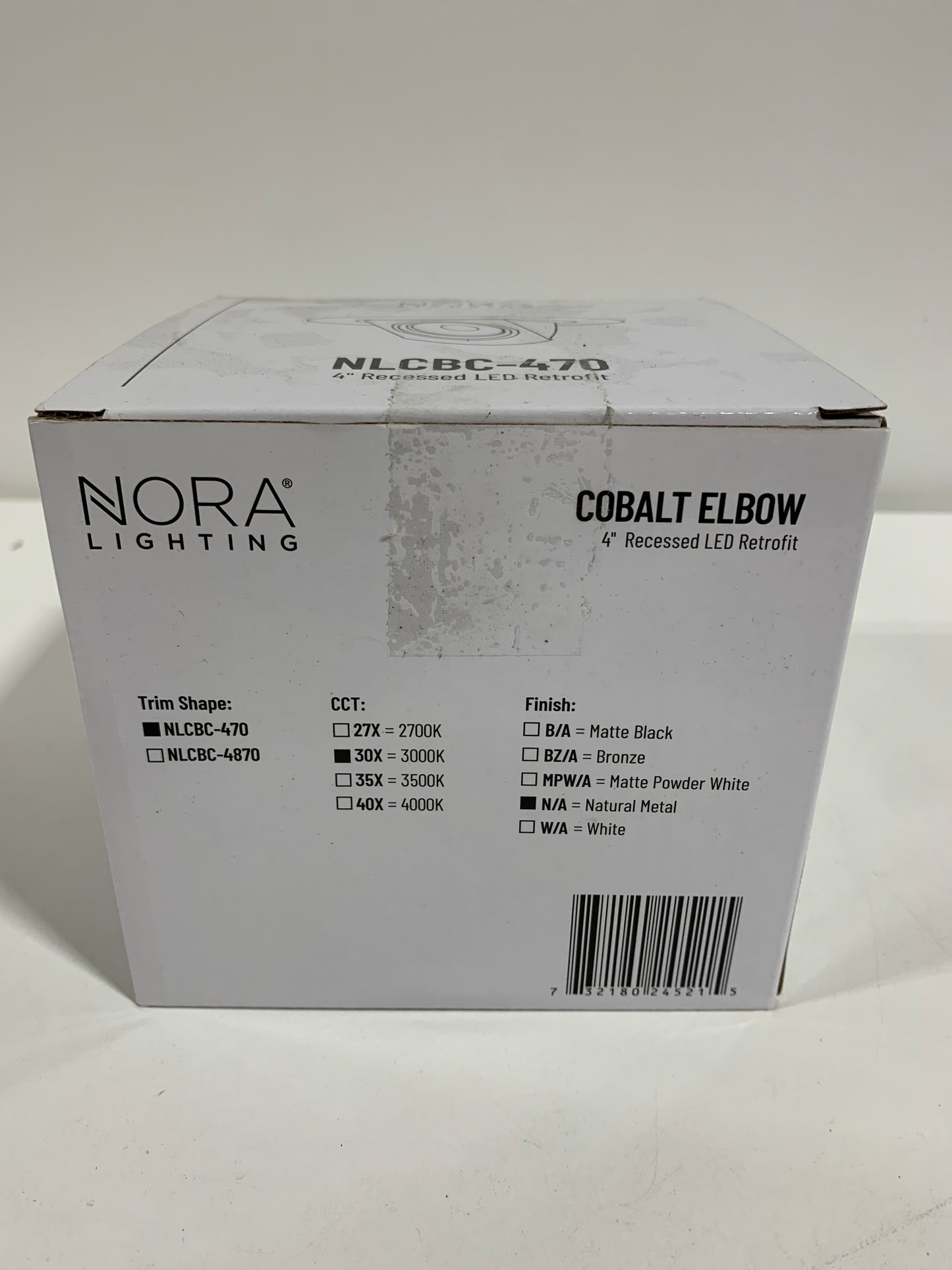 Nora Lighting NLCBC-47030XN-A 4 in. 800 Lumen 3000K Cobalt Retrofit Elbow, Natural Metal
