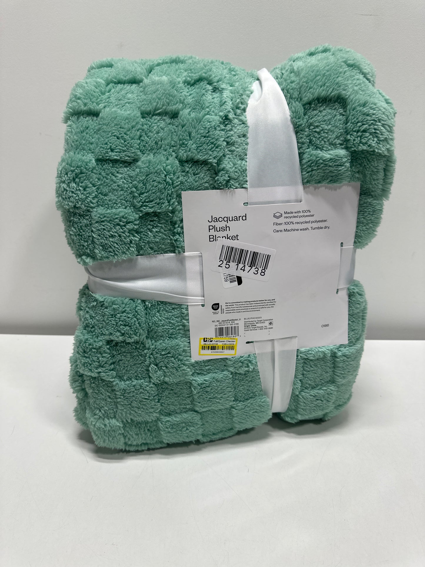 Full/Queen Checkered Blanket Turquoise Blue - Room Essentials™ - *Bedding