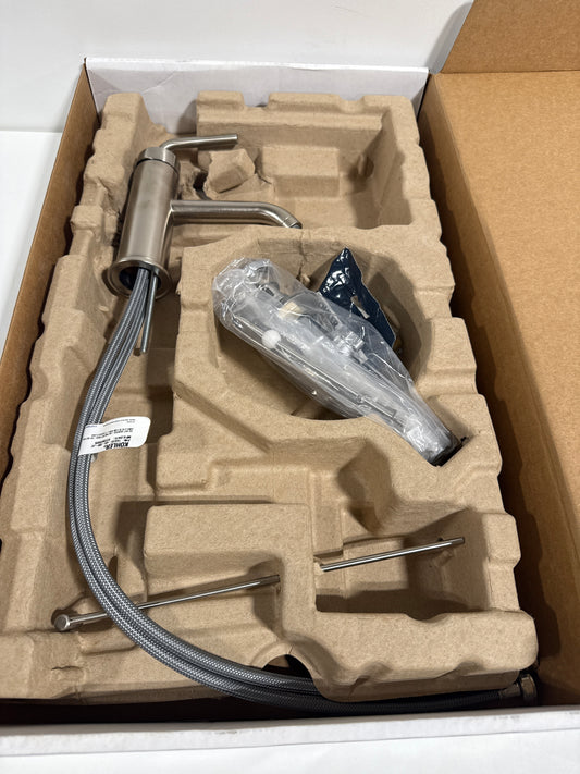 Purist 1-Hole Single Handle Low-Arc Bathroom Vessel Sink Faucet with Straight Lever Handle in Vibrant Brushed Nickel