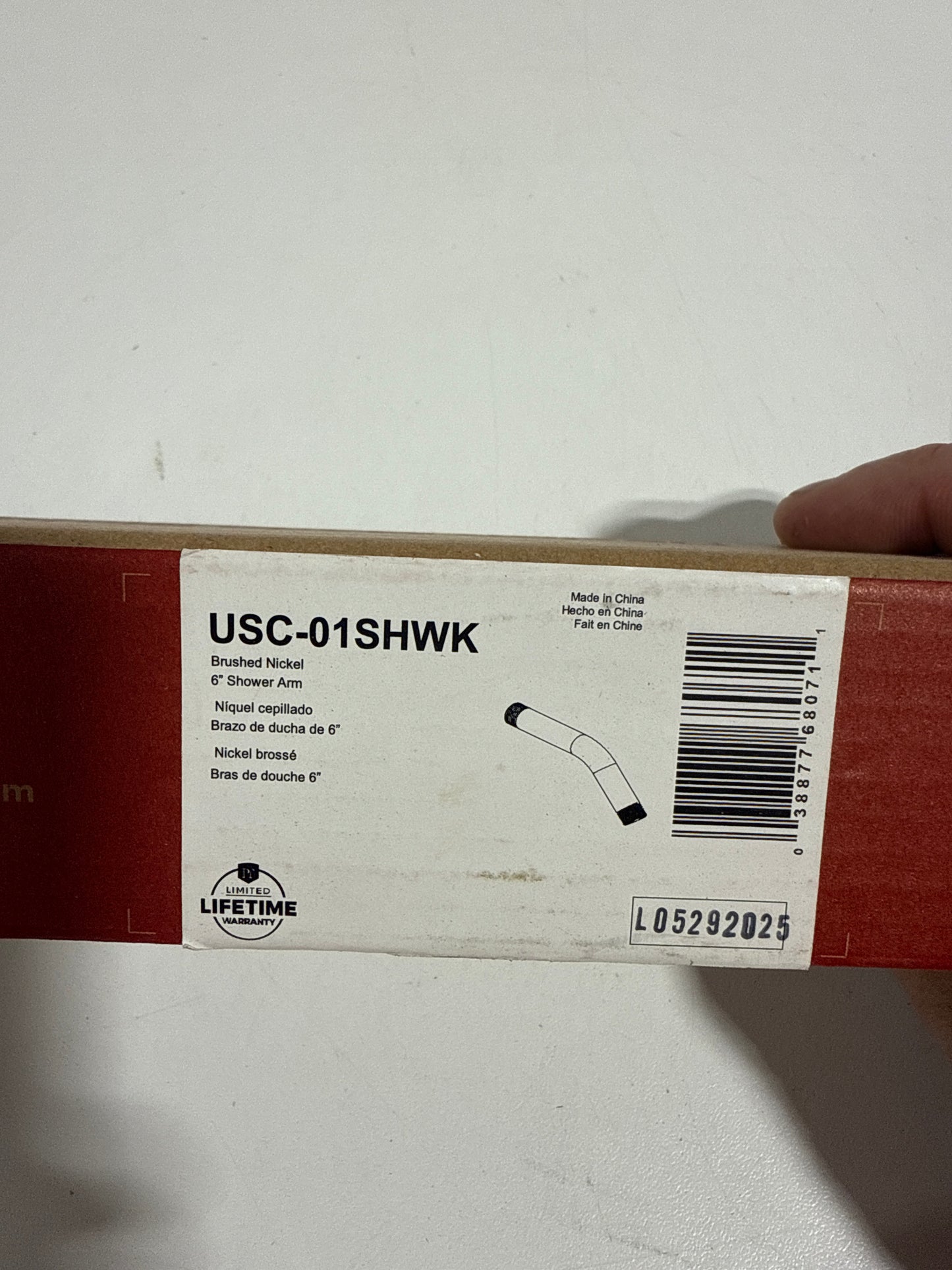 Pfister USC-01SHW Universal 6" Curved Shower Arm Brushed Nickel Bath