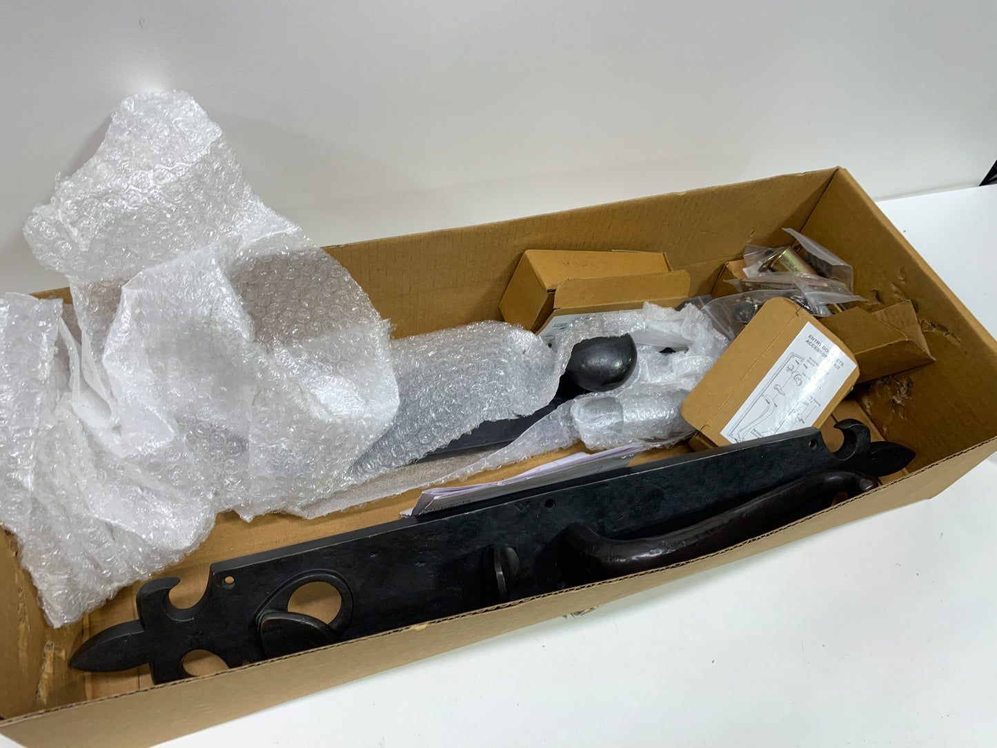 Signature Hardware 441324 Cousteau Solid Bronze Full Plate Keyed Entry Single Cylinder Door Handleset with Interior Knob and 2-3/4" Backset - Dark Bronze