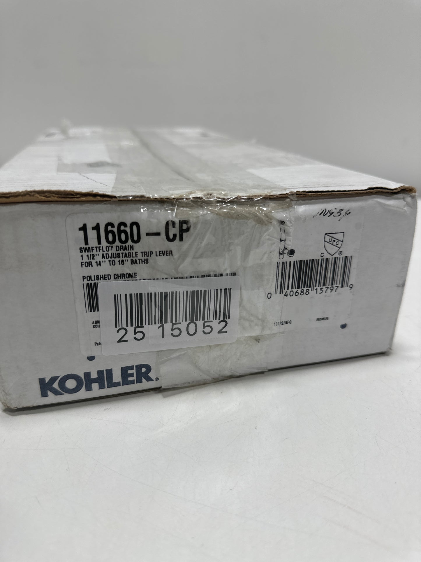 KOHLER Swiftflo 1-1/2" adjustable drain, 17-gauge brass, for 14" to 16" baths