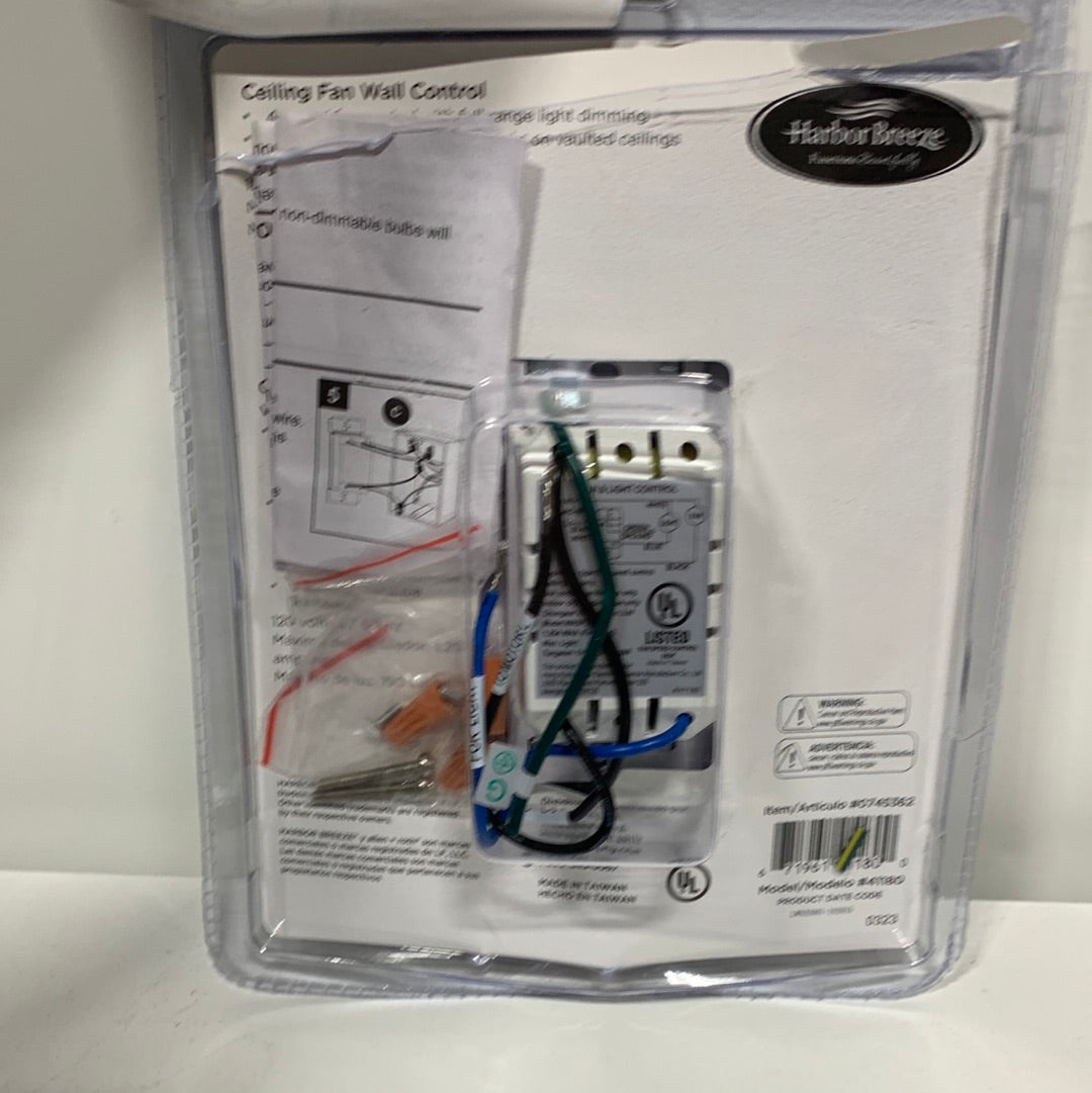 Harbor Breeze 4.72-in 3-Speed White Plastic Indoor Universal Ceiling Fan Control