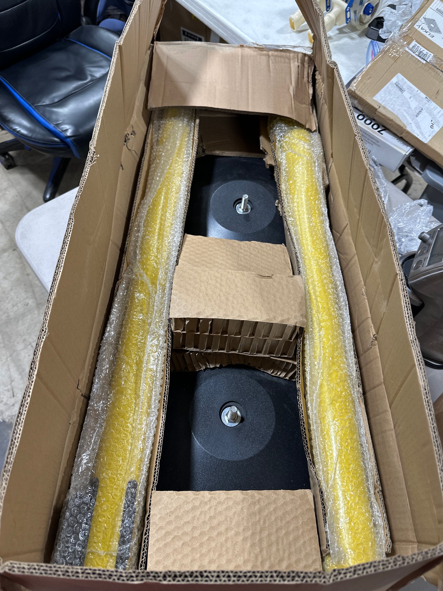 Crowd Control Warehouse CCW Series RBB-100 - Set of 2 Stanchion Retractable Belt Barriers - 11 Foot Caution Do Not Enter Belt, Yellow Post