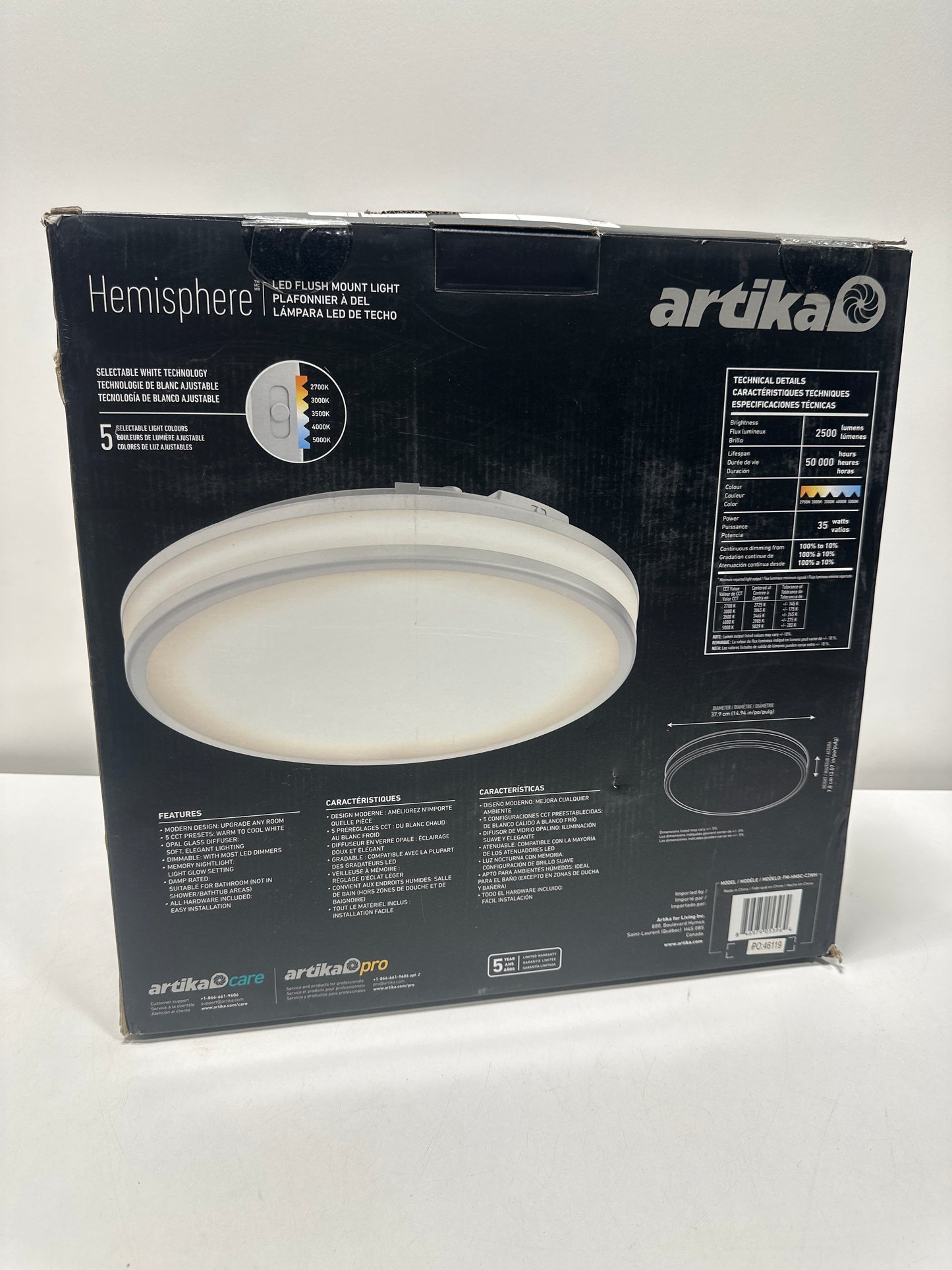 artika Hemisphere LED Flush Mount Ceiling Light White