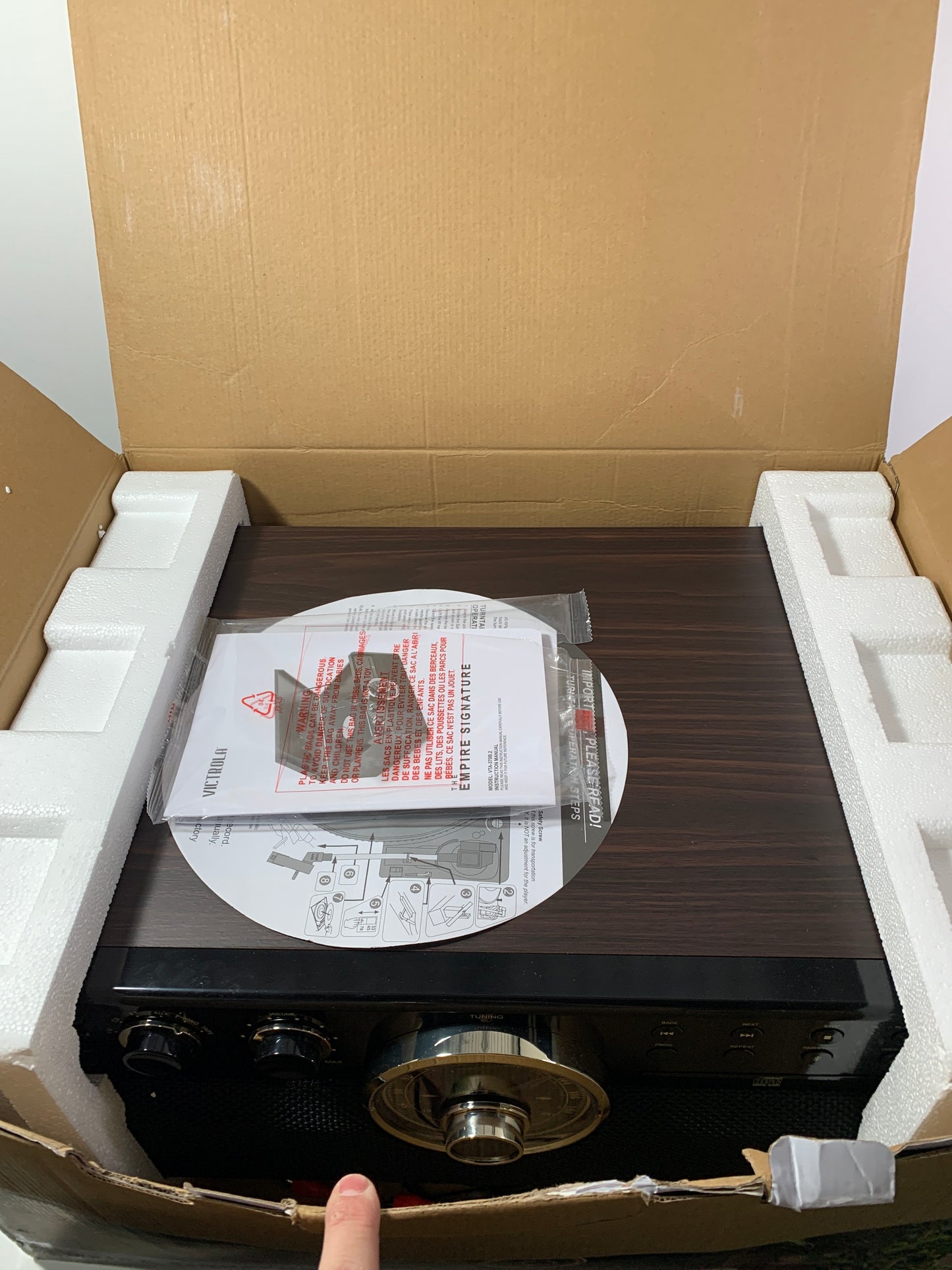 See Desc Victrola - Empire Bluetooth 6-in-1 Record Player - Gold/Brown/Black