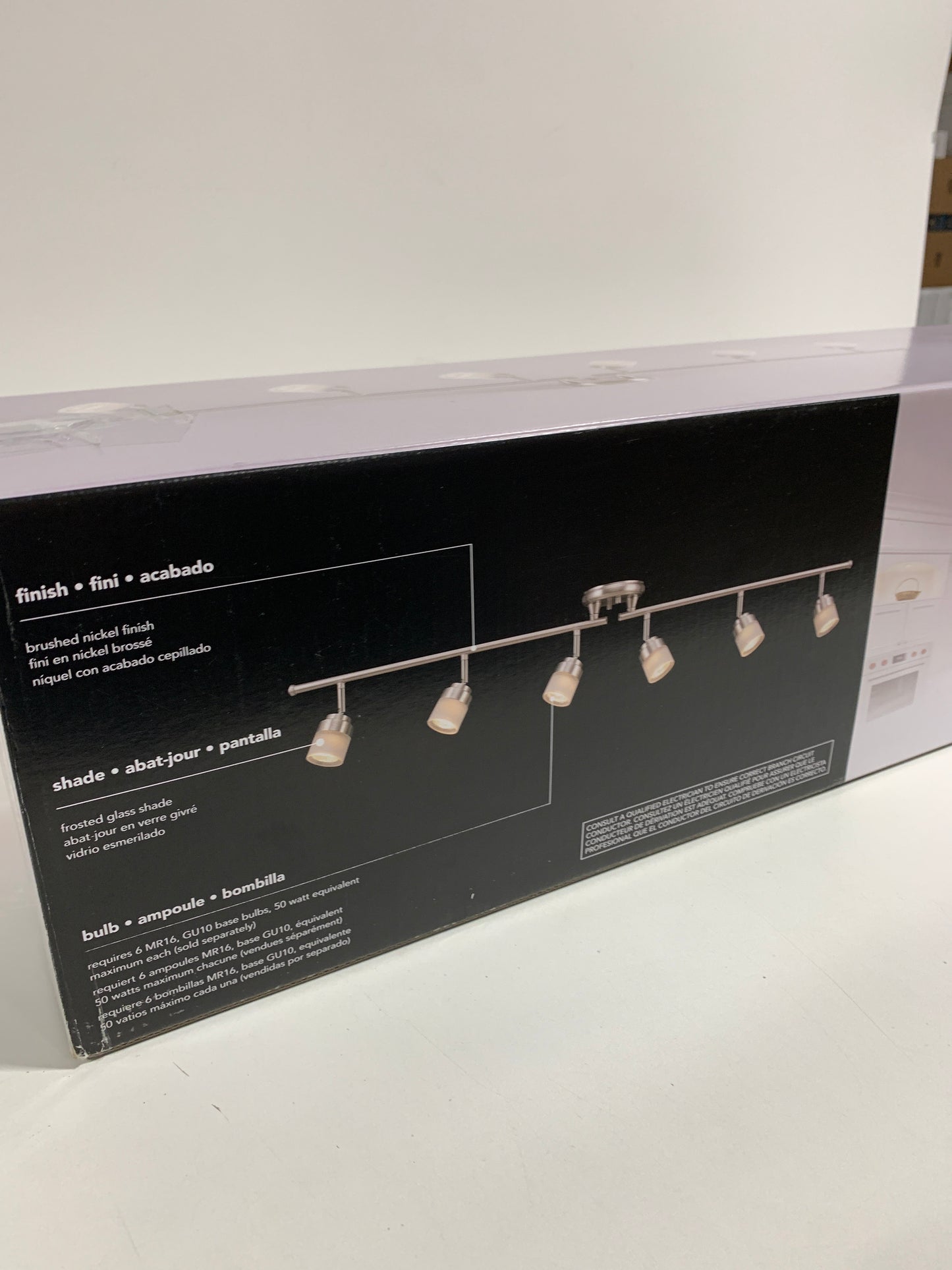 GLOBE Electric 59865 Spence 6-Light Foldable Track Lighting, Brushed Nickel, Frosted Glass Shades