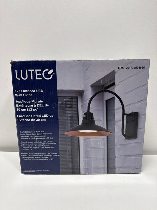 Lutec Vintage American Outdoor Wall Light Matte Black Copper Finish LED 12