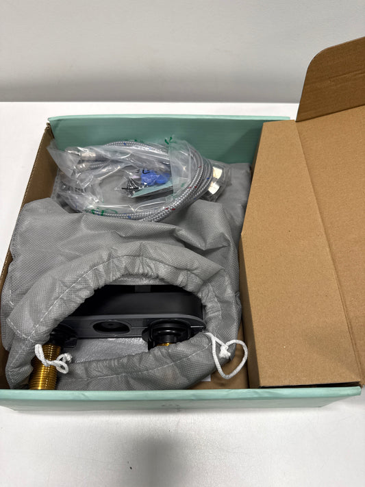 ANZA 4 in. Centerset Double Handle Bathroom Faucet with Pop-up Drain Included in Matte Black