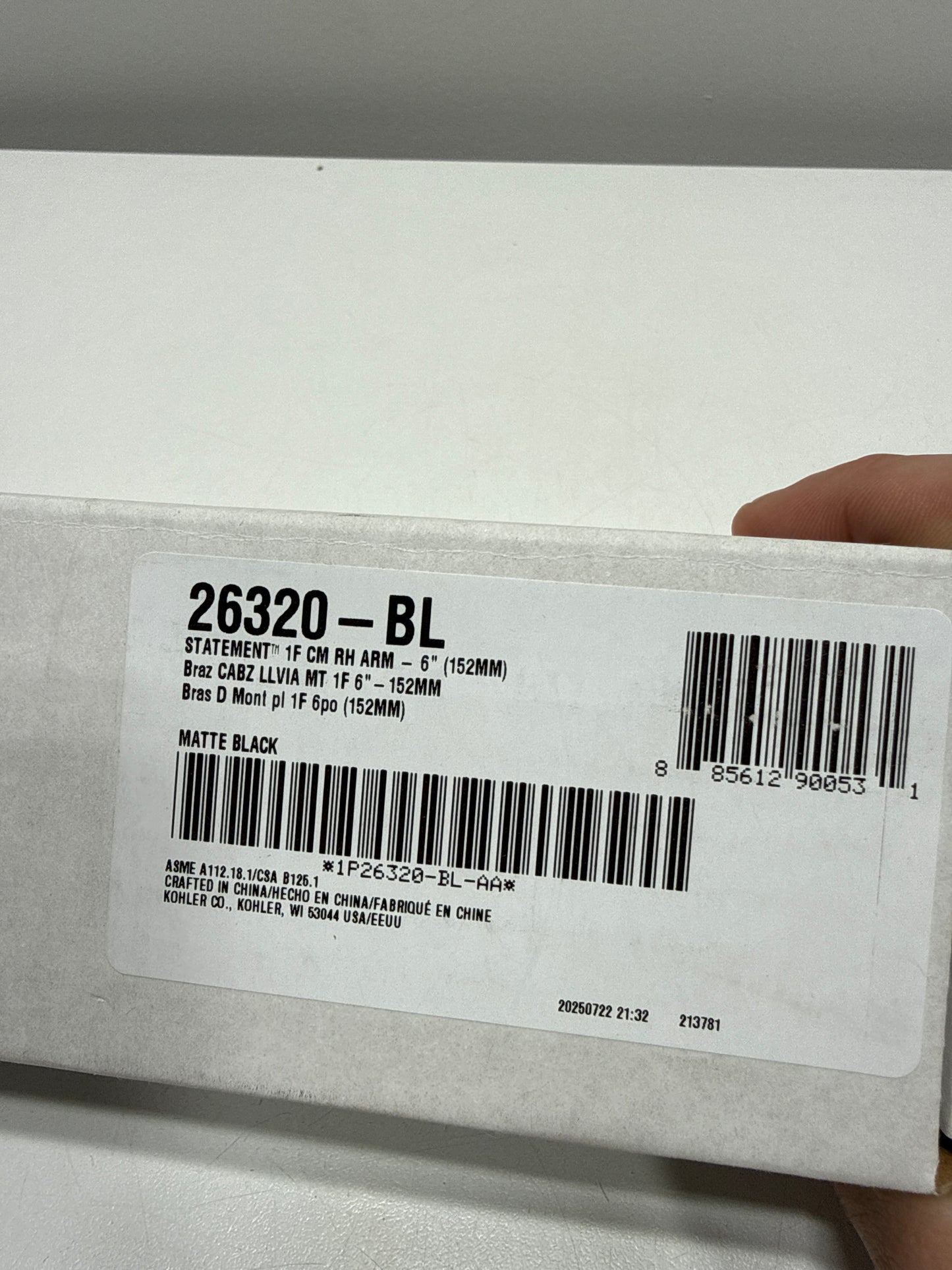 Kohler K26320-BL Statement 6" Ceiling Mounted Rainhead Arm and Flange Matte Black