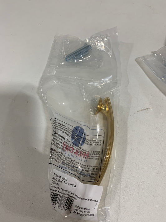 10 American Diner 3-3/4 in. Modern Arch Cabinet Pull Brushed Golden Brass