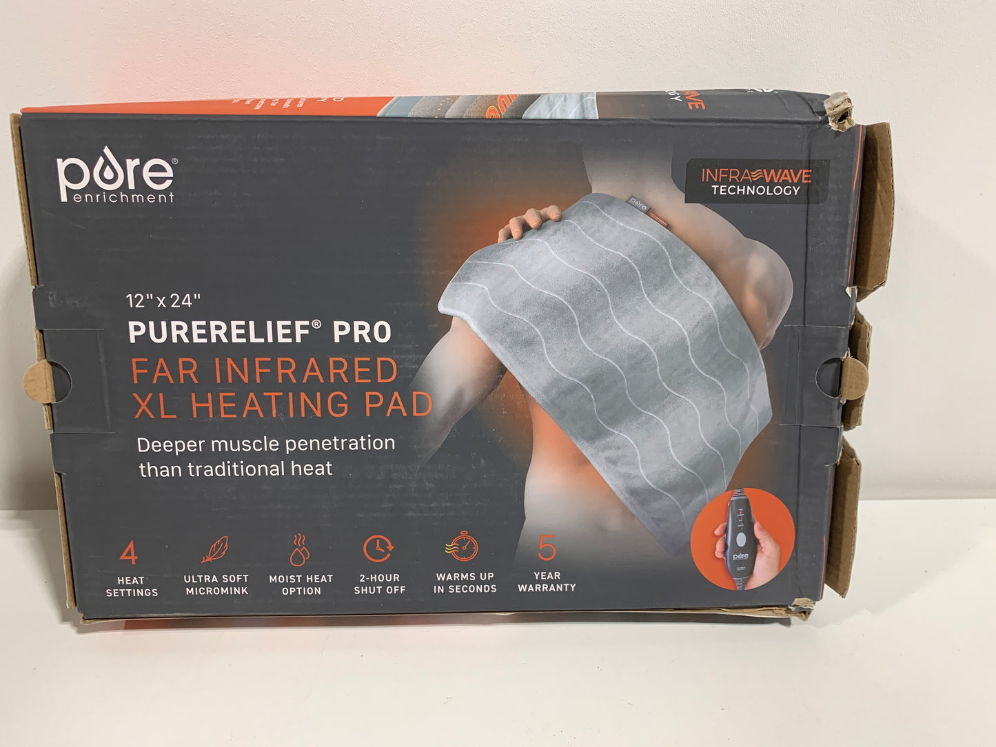 Pure Enrichment Extra-Large Heating Pad with Far Infrared Technology, Gray