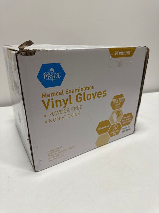 MED PRIDE Clear Vinyl Exam Gloves Medium 1000 Count Latex-Free Ultra Strong Disposable Powder-Free Plastic Gloves for Healthcare and Food Service Us