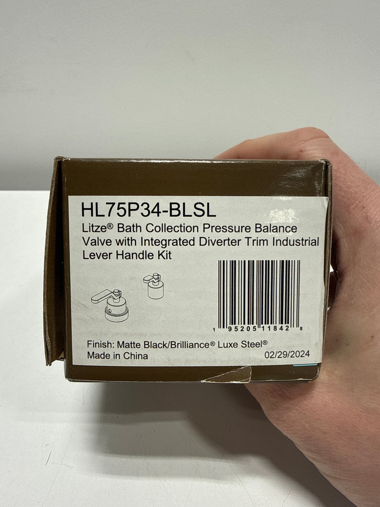 Brizo HL75P34 Litze Handle Kit for Pressure Balance Valve Trim - Industrial Levers Matte Black / Luxe Steel