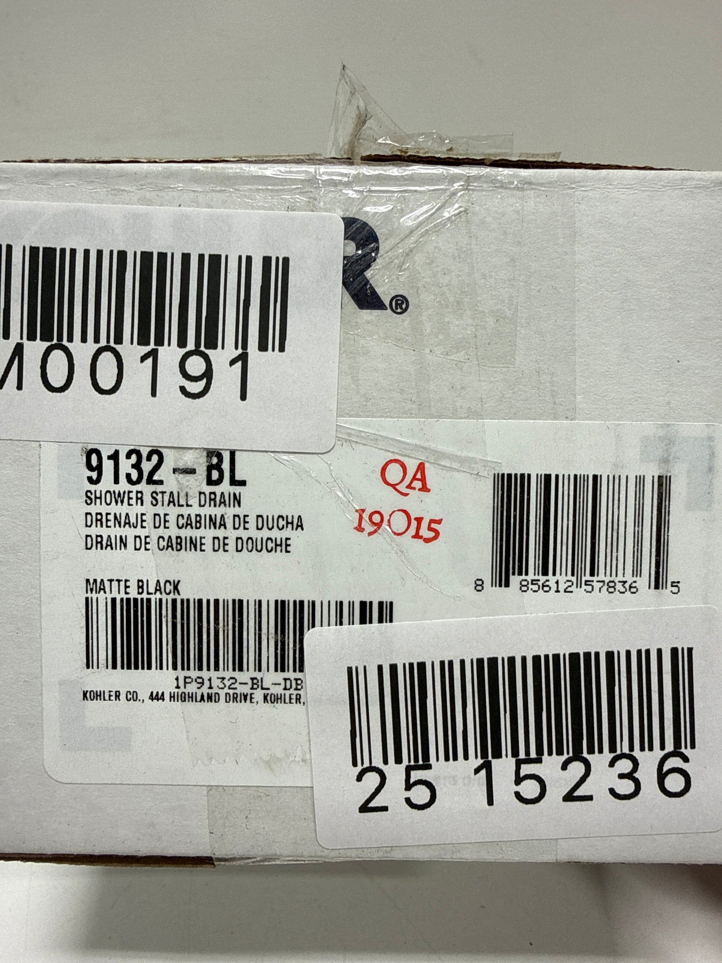 KOHLER 9132-BL Round Shower Drain For Use with Plastic Pipe, Matte Black