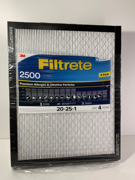 3M 2500 Series Filtrete 1 Filter 20 X 25 X 1 (Pack of 4) - *Furnace Filters
