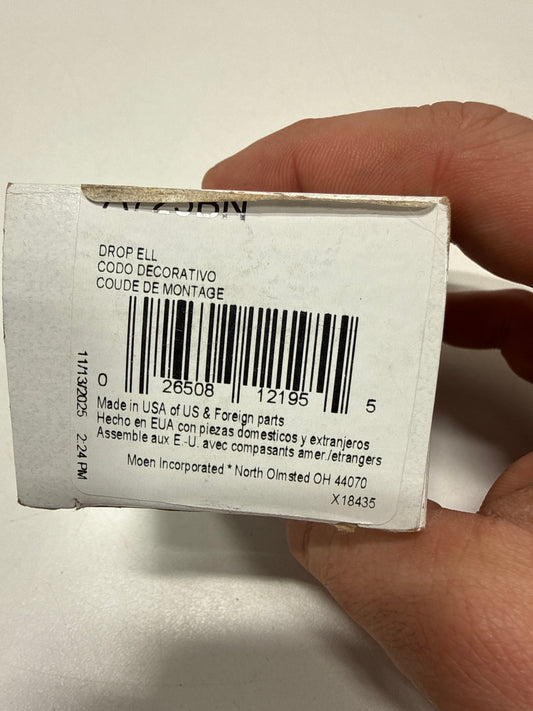 Moen Round Drop Ell Handheld Shower Hose Wall Connector, Brushed Nickel Finish, A725BN