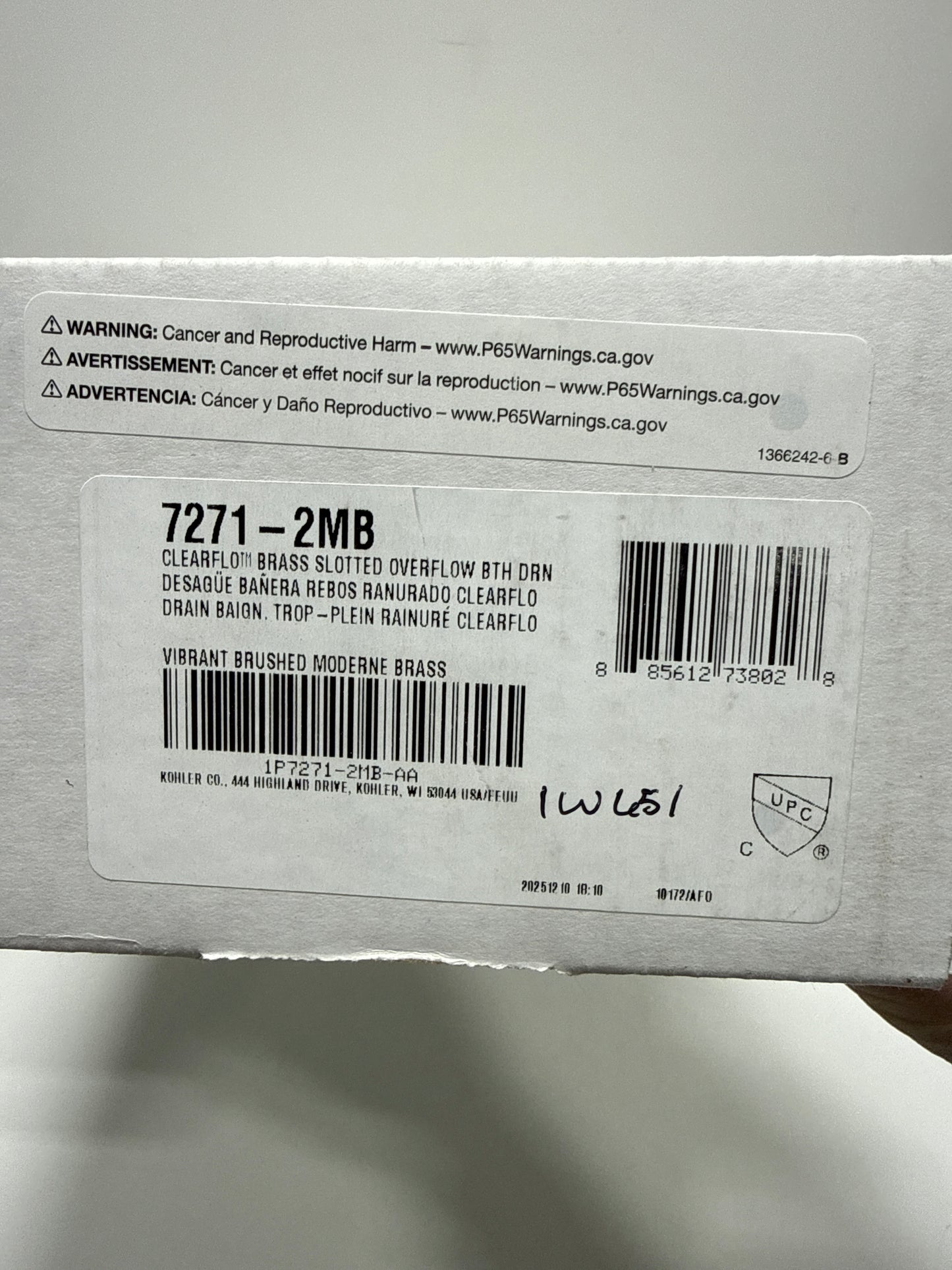 KOHLER Clearflo Slotted Overflow Brass Bath Drain