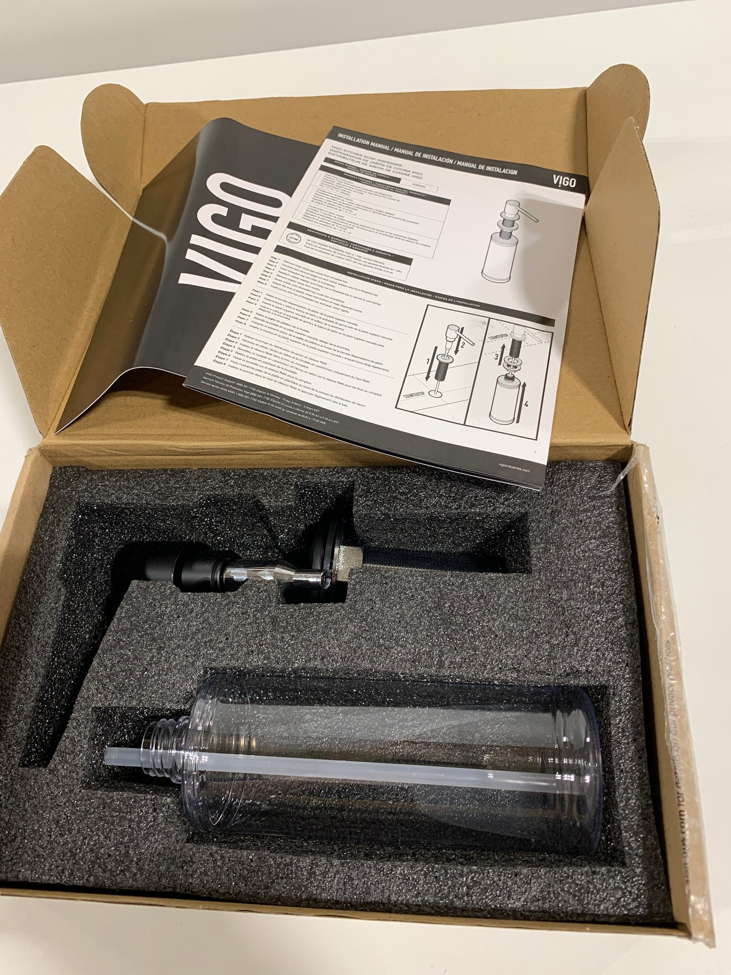 Vigo VGSD005 Bolton Deck Mounted Soap Dispenser with 10 Oz Capacity Matte Black Faucet Accessories and Parts Bathroom Sink Faucet Parts Soap Dispenser