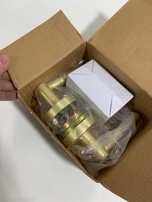 Miseno Elkton Round Rod Passage Door Lever Set Satin Brass