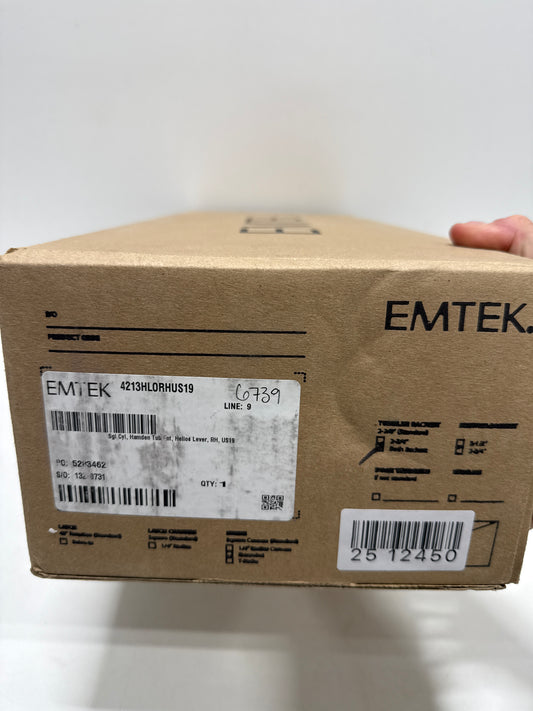 Emtek 4213HLORHUS26 Single Cyl , Hamden Tub Entry , Helios Lever , RH