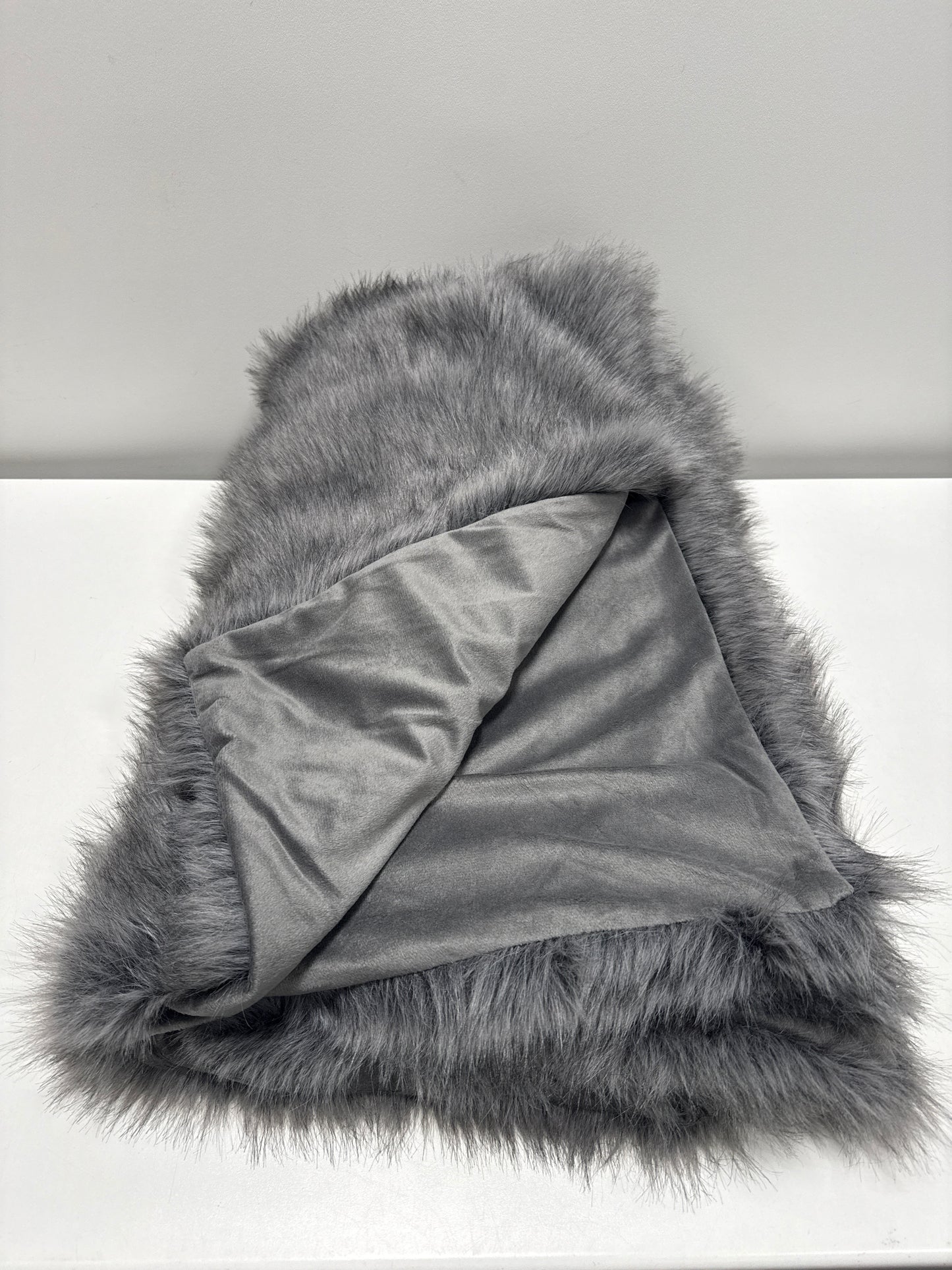 Faux Fur Throw Blanket Gray - Threshold