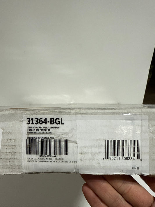 Kohler Essential 24 in. W x 36 in. H Rectangular Framed Wall Mount Bathroom Vanity Mirror in Moderne Brushed Gold