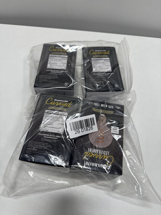 4 x Bulbrite 776516 - LED4G25/21K/FIL-NOS/CURV/SPIRAL Designer LED Light Bulb