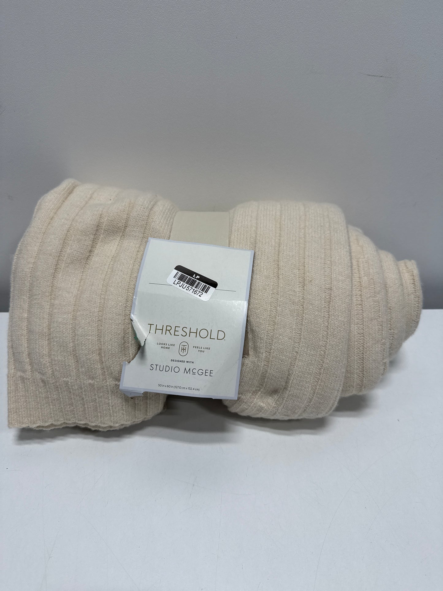 50’’x60’’ Casual Mixed Rib Throw Blanket Beige - Threshold™ Designed with Studio McGee - *Bedding