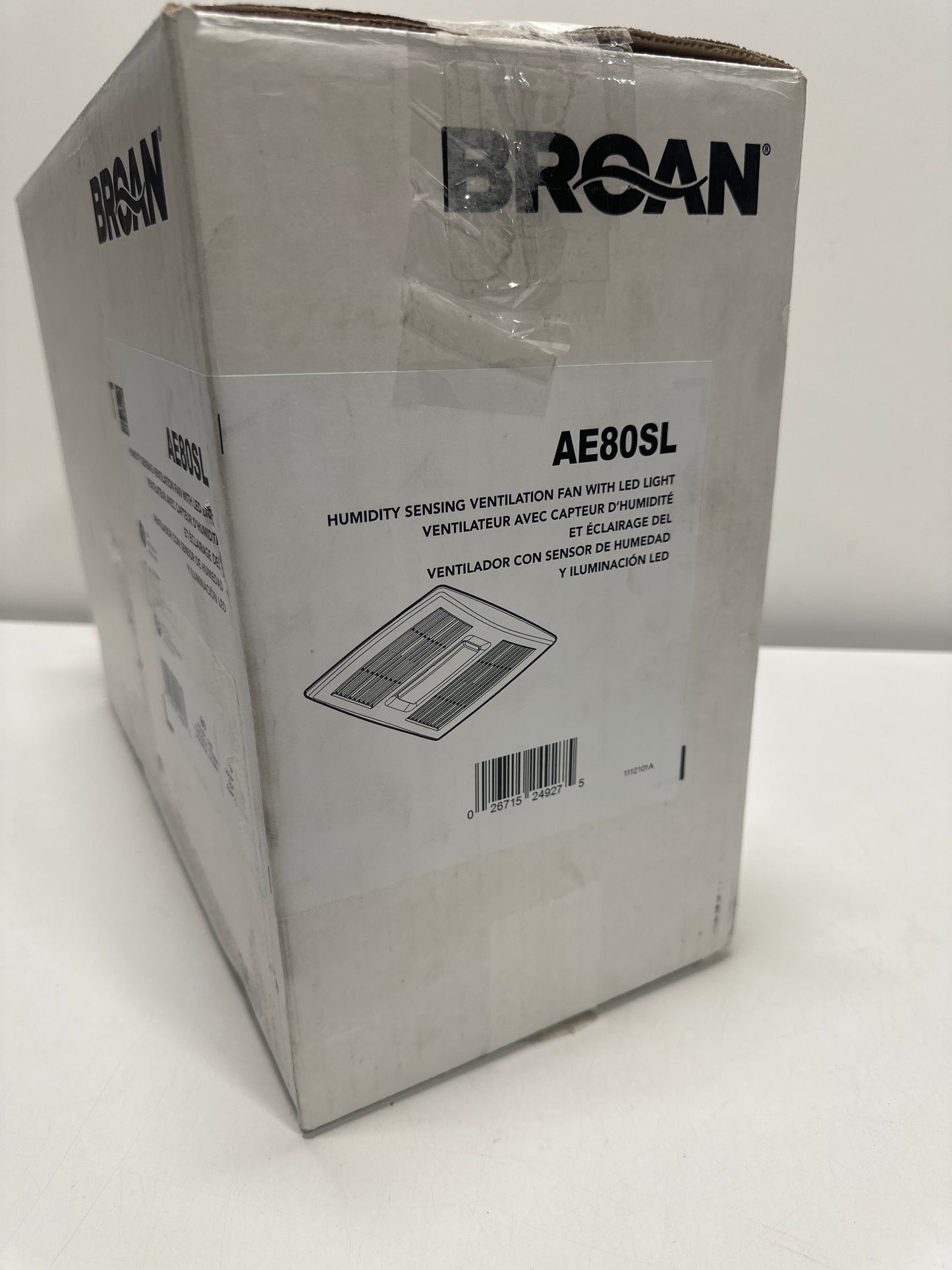 Broan-Nutone AE80SL 80 CFM 0.8 Sones in-Vent Series Humidity Sensing Bathroom Exhaust Fan with LED Light