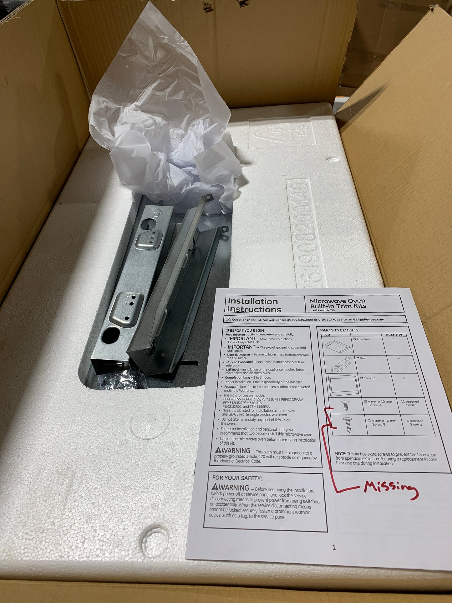 No Hardware GE 30 in. Built-in Microwave Trim Kit in Black