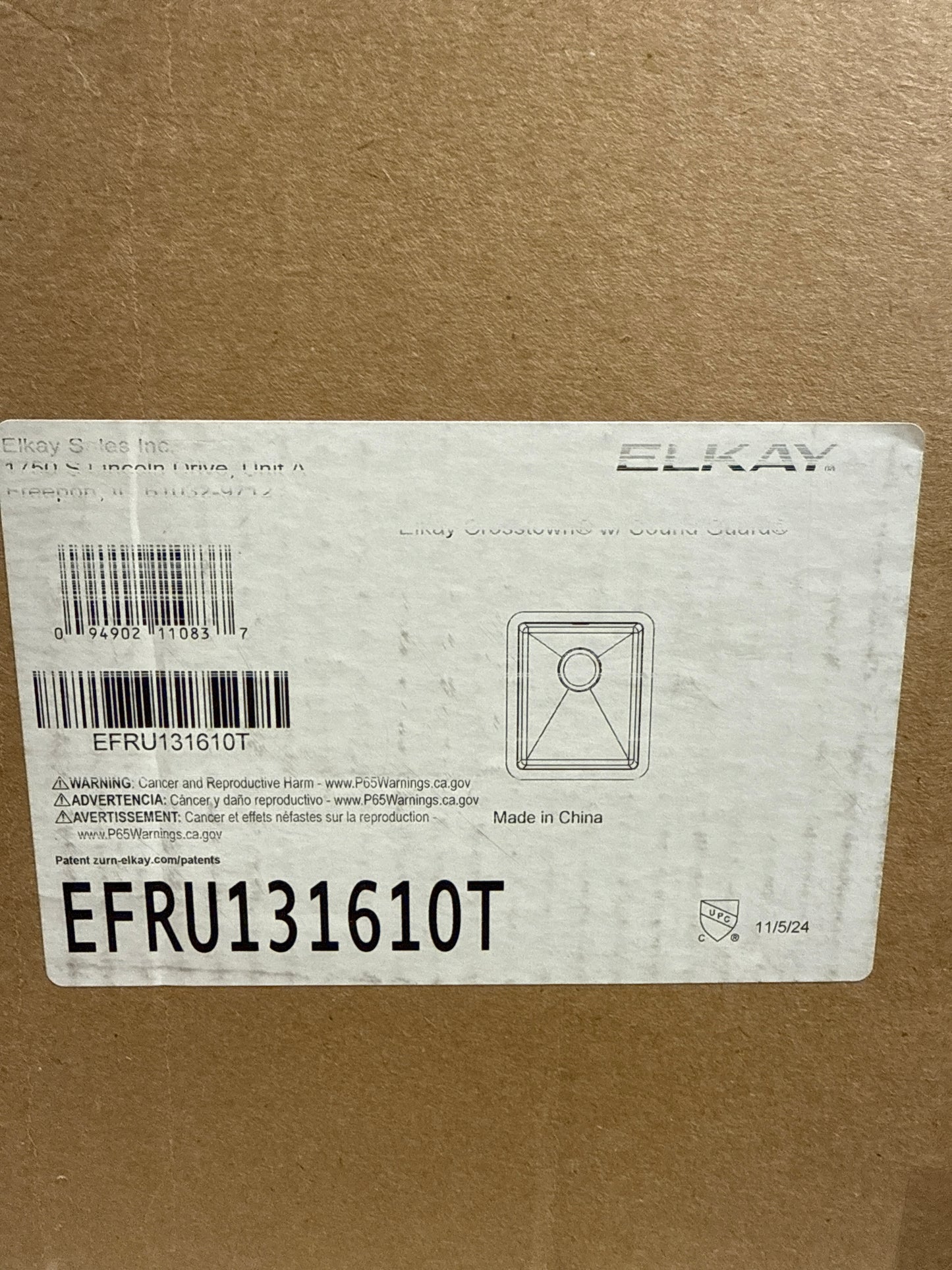 Elkay EFRU131610T Crosstown 16" Undermount Single Basin Stainless Steel Kitchen Sink - Stainless Steel