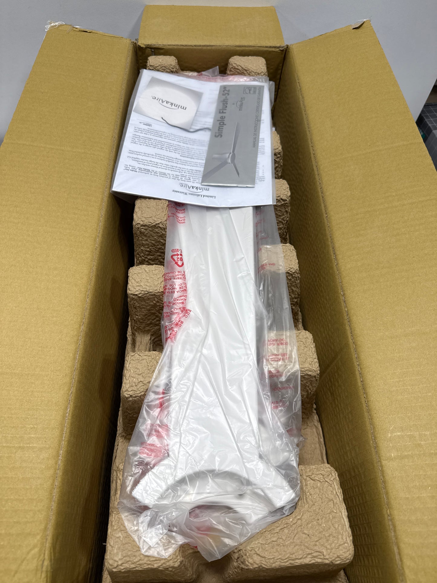 MINKA-AIRE F873-WHF Simple Flush 52" 3-Blade Ceiling Fan in Flat White Finish with Flat White Blades