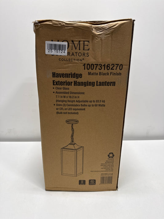 Havenridge 3-Light Matte Black Outdoor Hanging Pendant Light with Clear Glass (1-Pack)