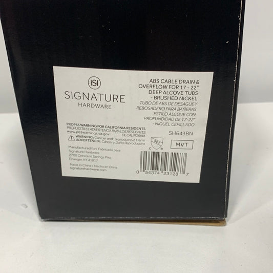 Signature Hardware ABS Cable Drain and Overflow for 17" - 22" Deep Alcove Tubs