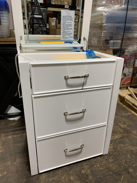 See Desc Odessa Lift-top Vanity with LED Lighted Mirror