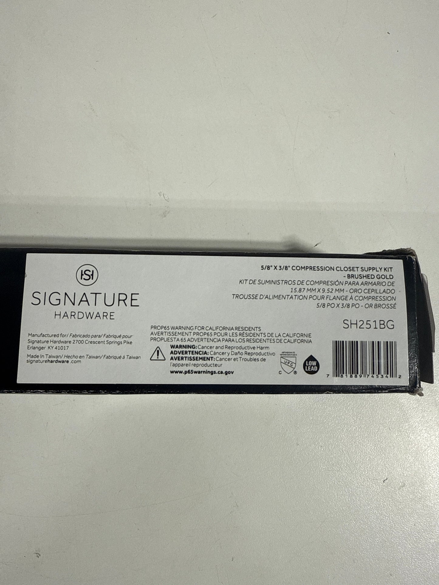 Signature Hardware 948024 Toilet Supply Kit with 5/8" OD X 3/8" OD Angle Stop Brushed Gold