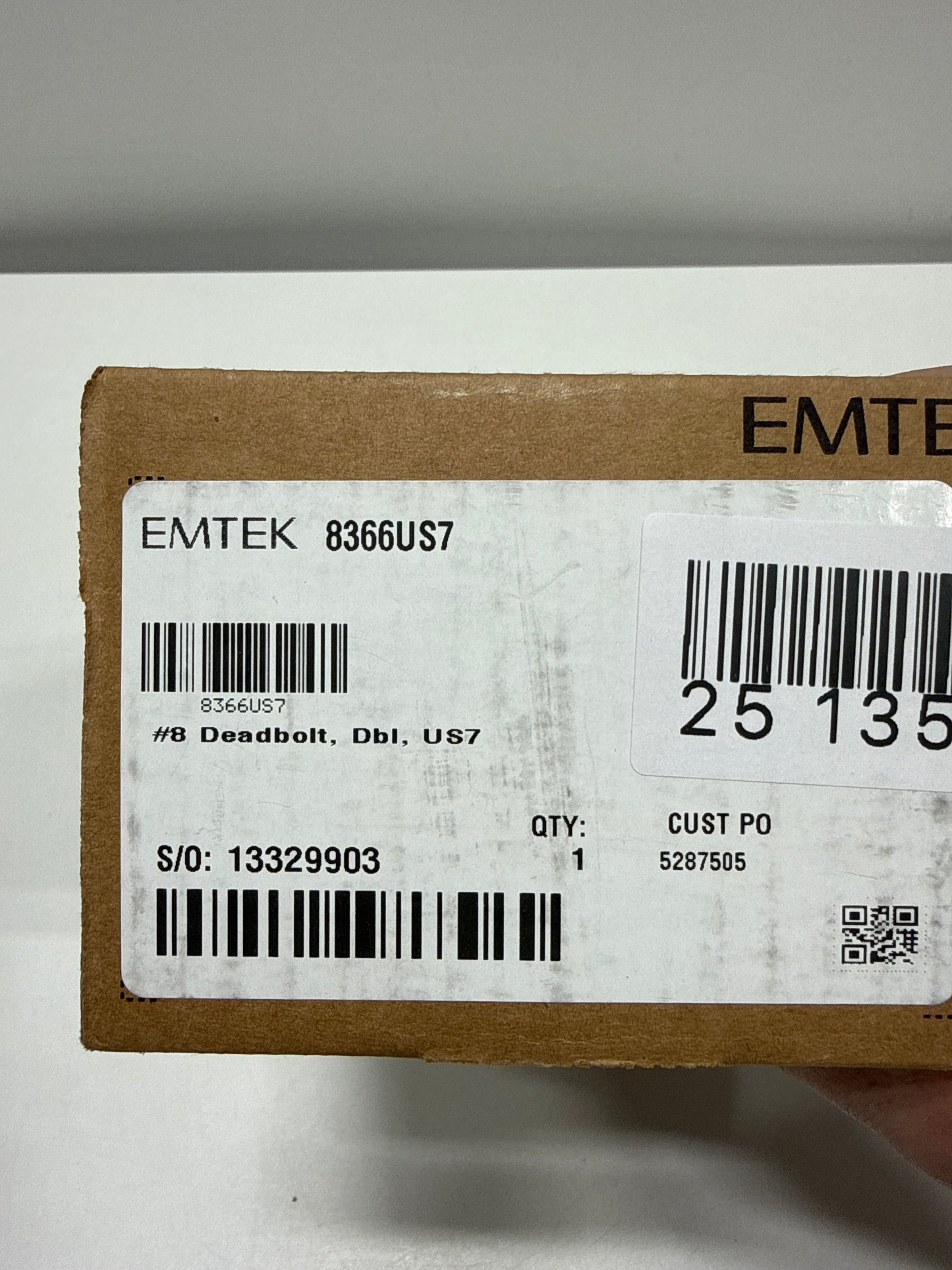 Emtek #8 Style Brass Modern Double Cylinder Deadbolt 8366US7
