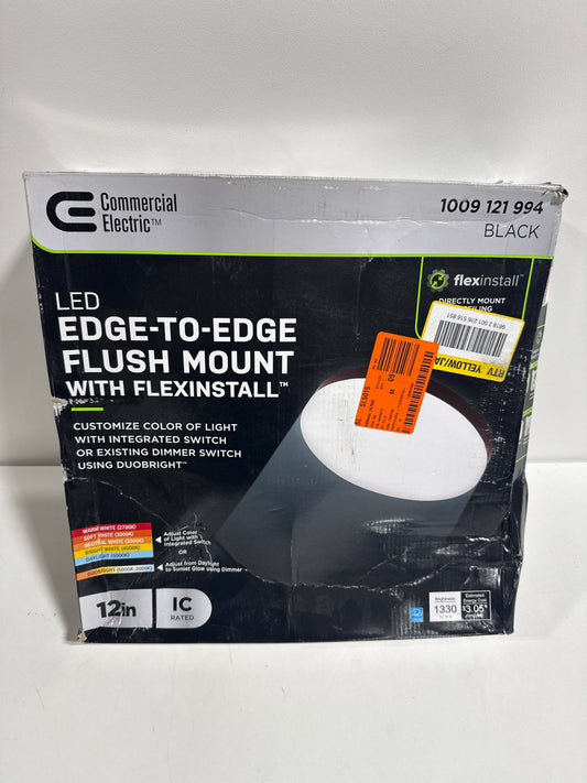 Flexinstall LED 12 in. Black Edge to Edge Lens Flush Mount Light Recessed Light for Home with 5CCT + DuoBright Dimming