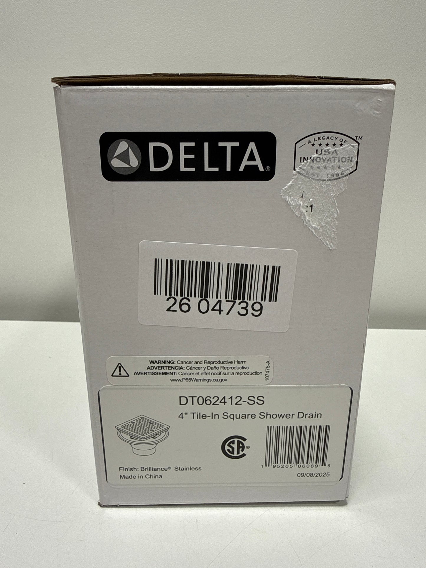 Delta DT062412-SS 4 Tile-in Square Shower Drain - Brilliance Stainless