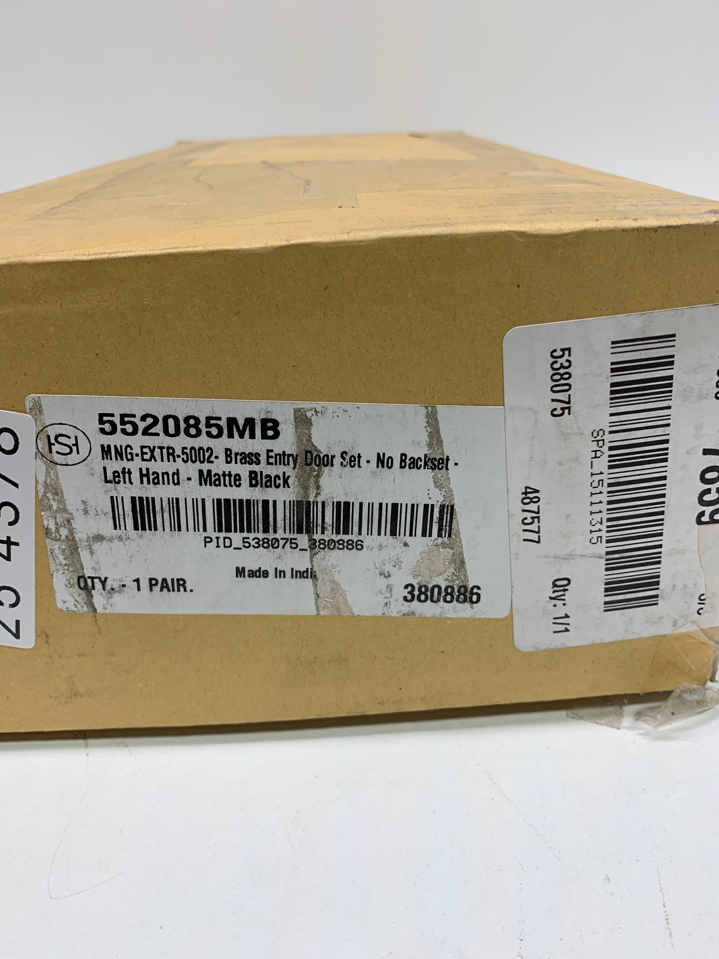 Signature Hardware 953385-KE-LH-238 Aurick Left Handed Solid Brass Keyed Entry Door Lever Set with 2-3/8" Backset Matte Blac