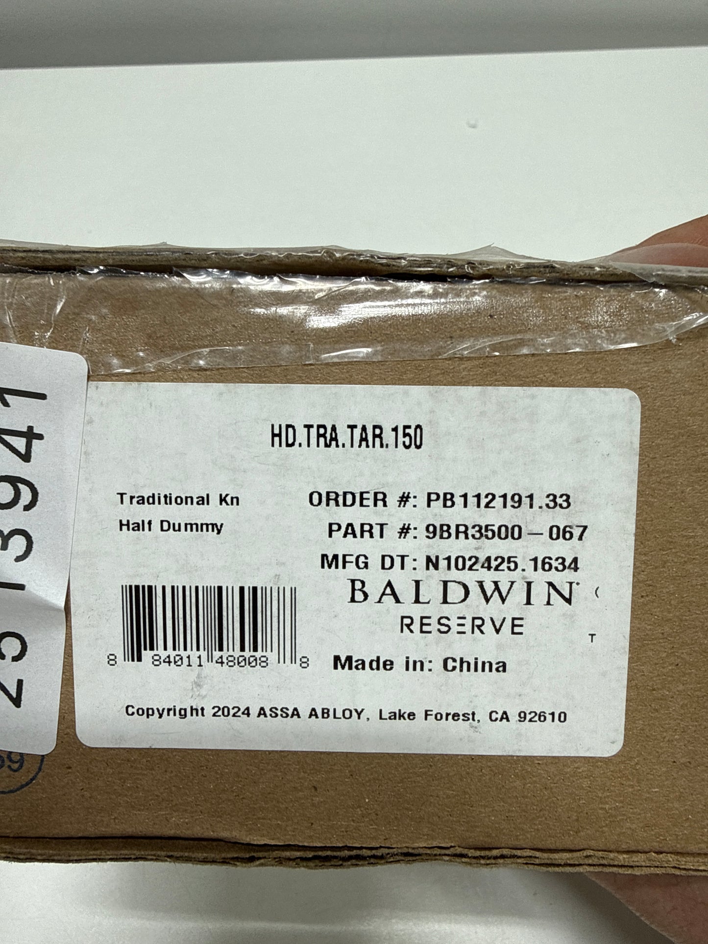 Baldwin Reserve HDTRATAR150 Half Dummy Traditional Knob and Arch Rose Satin Nickel Finish