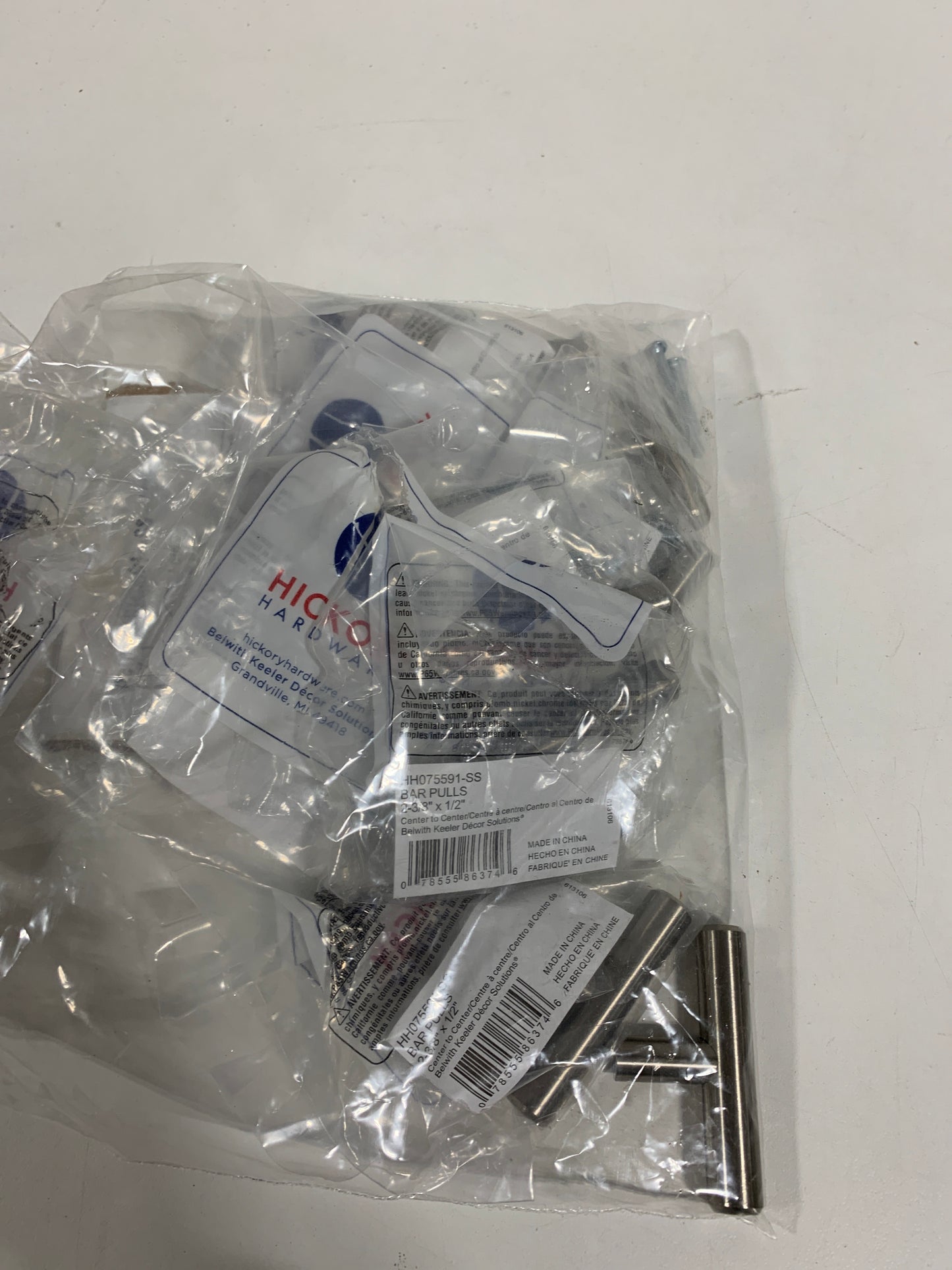 10 Hickory Hardware Bar Pull Contemporary T-Shape Pull Knob 1-1/4 in. Stainless Steel