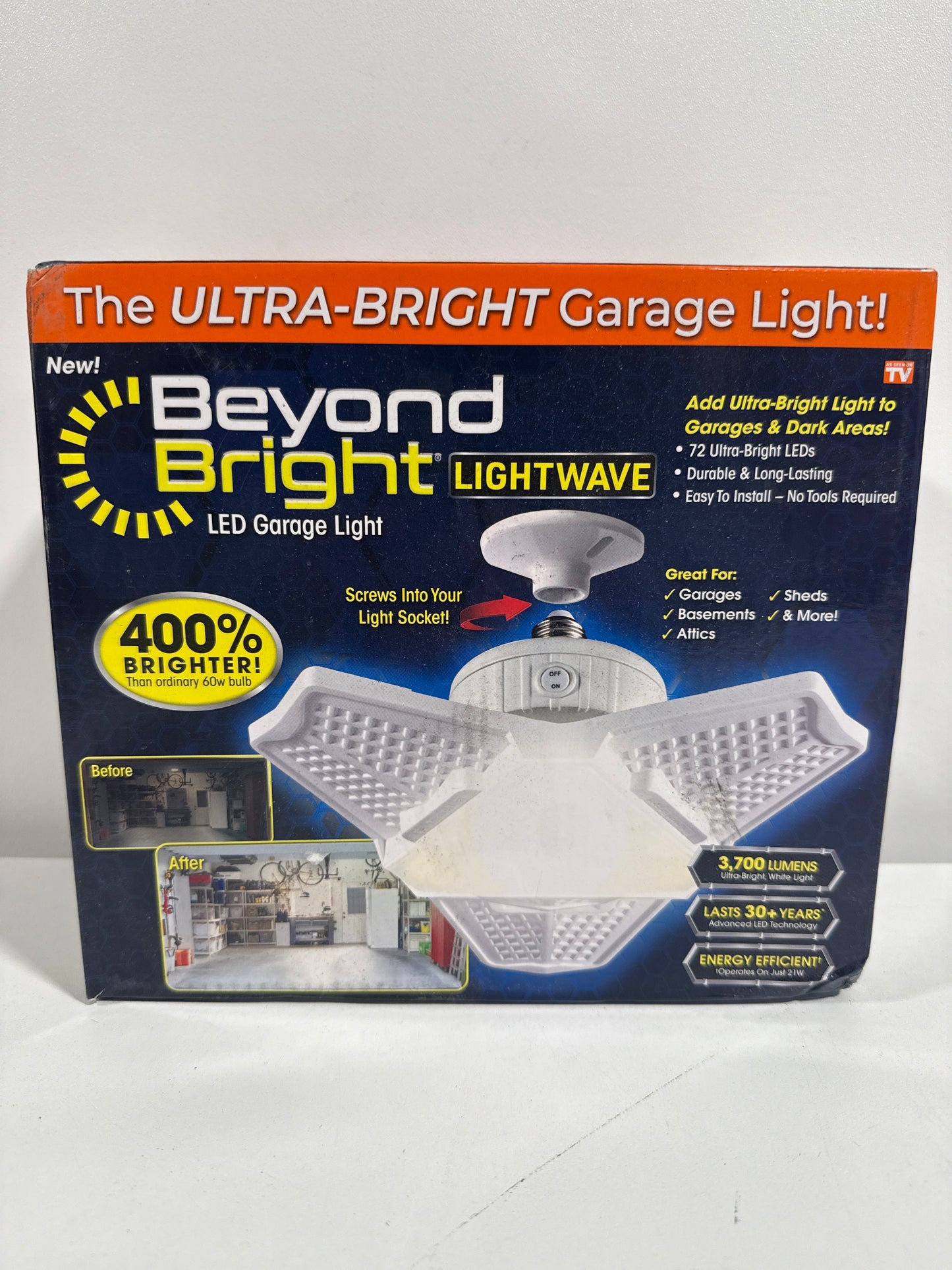 20-Watt 72 LED Lamp Lights 6500K Garage Ultra-Bright