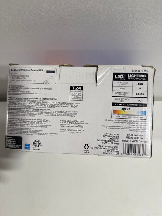 3 in. White Interchangeable Trim LED Integrated Trimless Recessed Lighting Kit