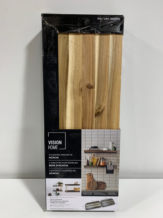 Acacia Floating Wood Shelf 2-pack - *Furniture & Organization