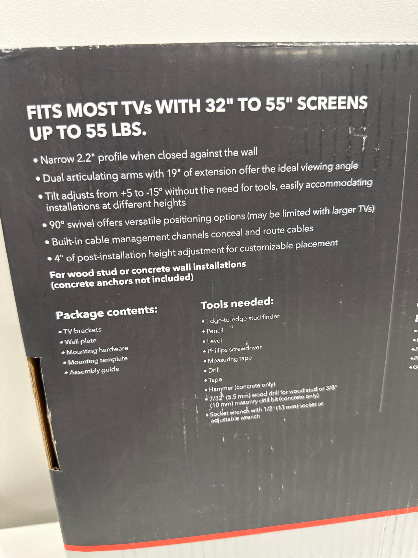 See Desc Rocketfish - Full-Motion TV Wall Mount for Most 32-55 TVs - Black